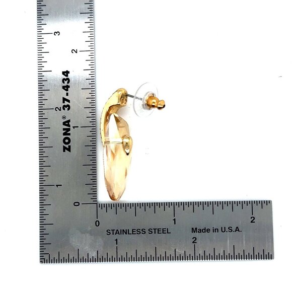 Champagne With Pave White Stone Swarovski Designer Earrings - Picture 6 of 7